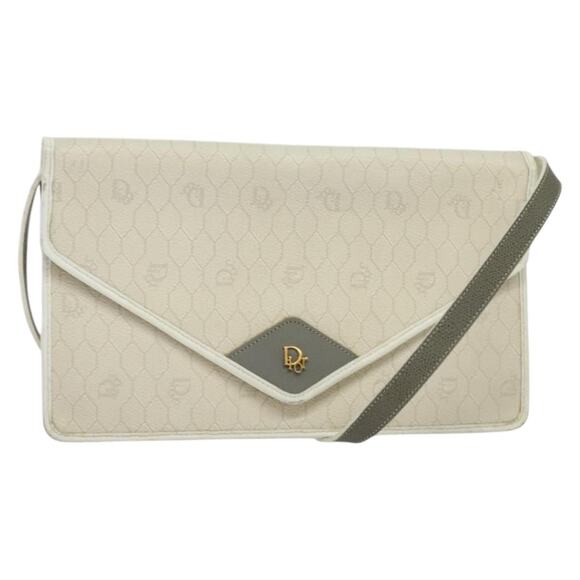 DIOR Honeycomb Canvas Shoulder Bag Pvc White Gold - Picture 1 of 12